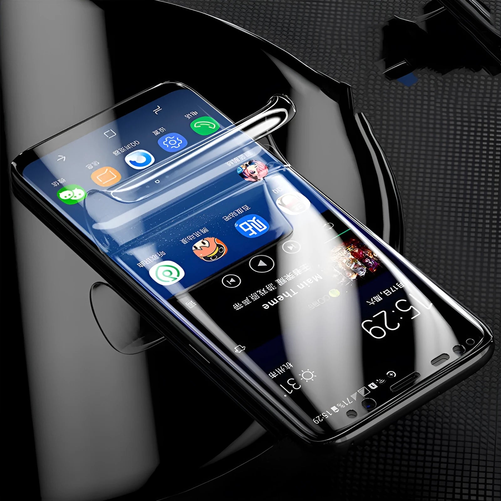 Purple packaged hydrogel curved screen protector for Samsung Galaxy phones