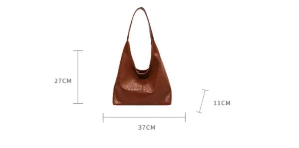Casual PU leather shoulder bag with large capacity and sandwich pocket design in street trend style