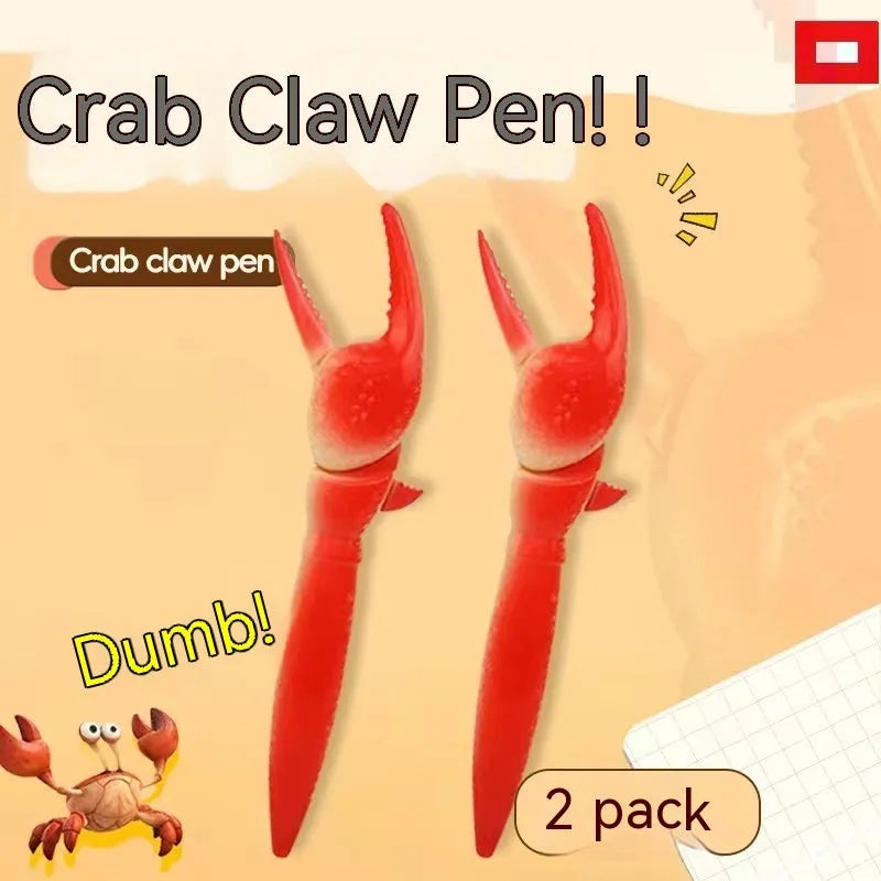 Creative ballpoint pen with a can-shaped clip and a small moving crab decoration on a white background.