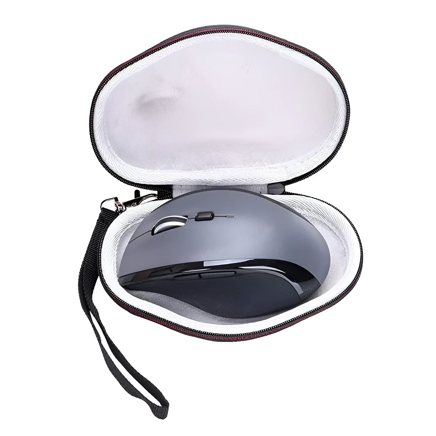 Black and grey Logitech M720 protective mouse case with EVA foam lining.