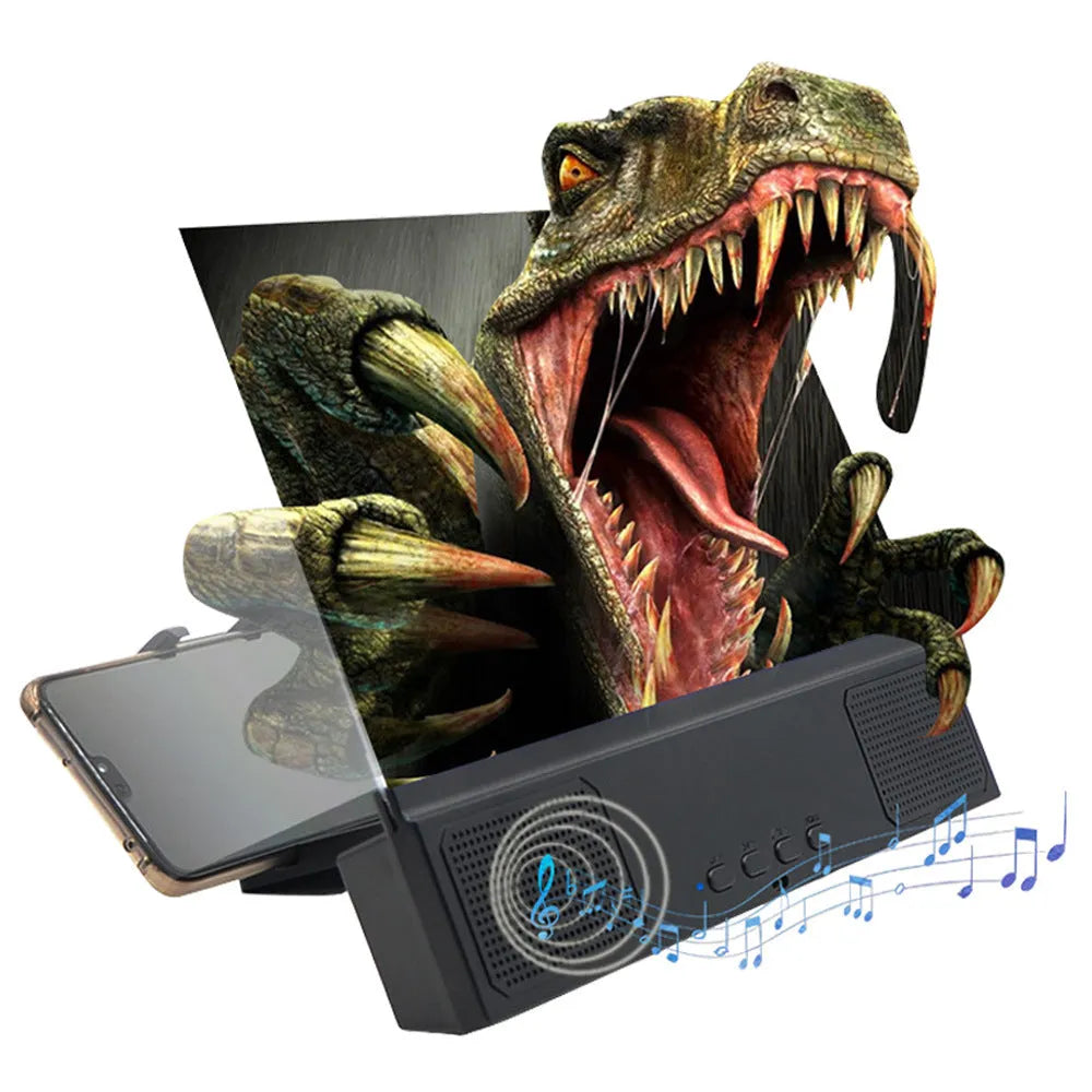 12-inch mobile phone screen amplifier with acrylic lens and ABS housing, showing phone placement.