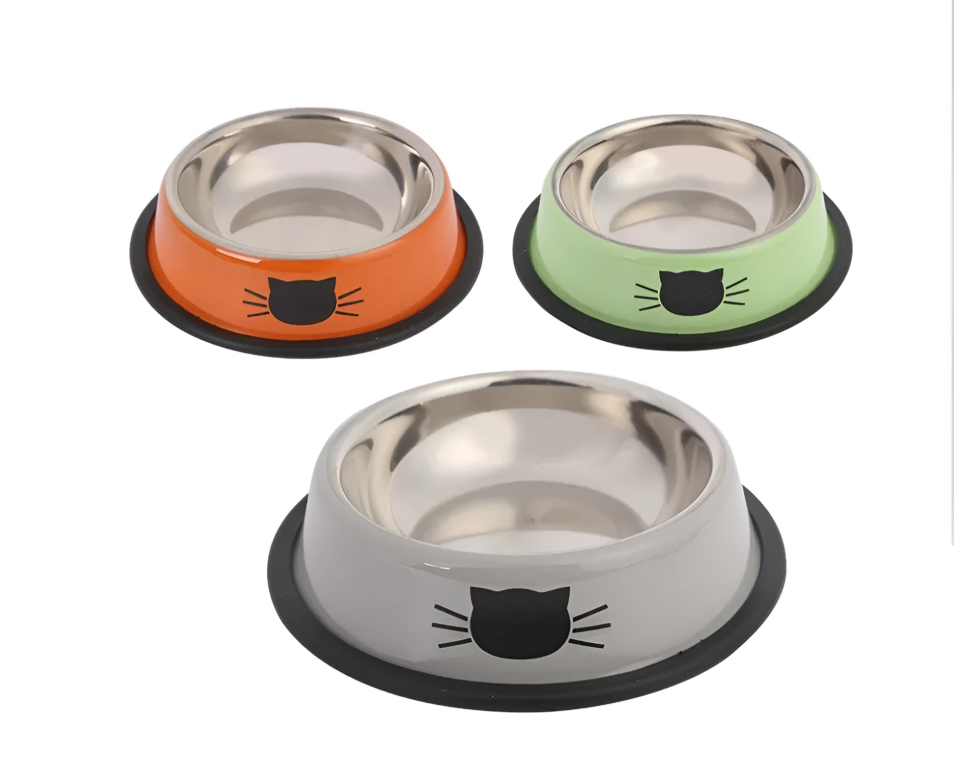 Stainless steel non-slip pet cat bowl multicolor set for cats and dogs