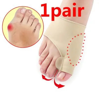 Corrective toe socks with silicone gel toe separator and bunion pad on a stretch fabric base.