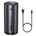 Black aluminium alloy car diffuser humidifier with USB connection for air purification and aromatherapy