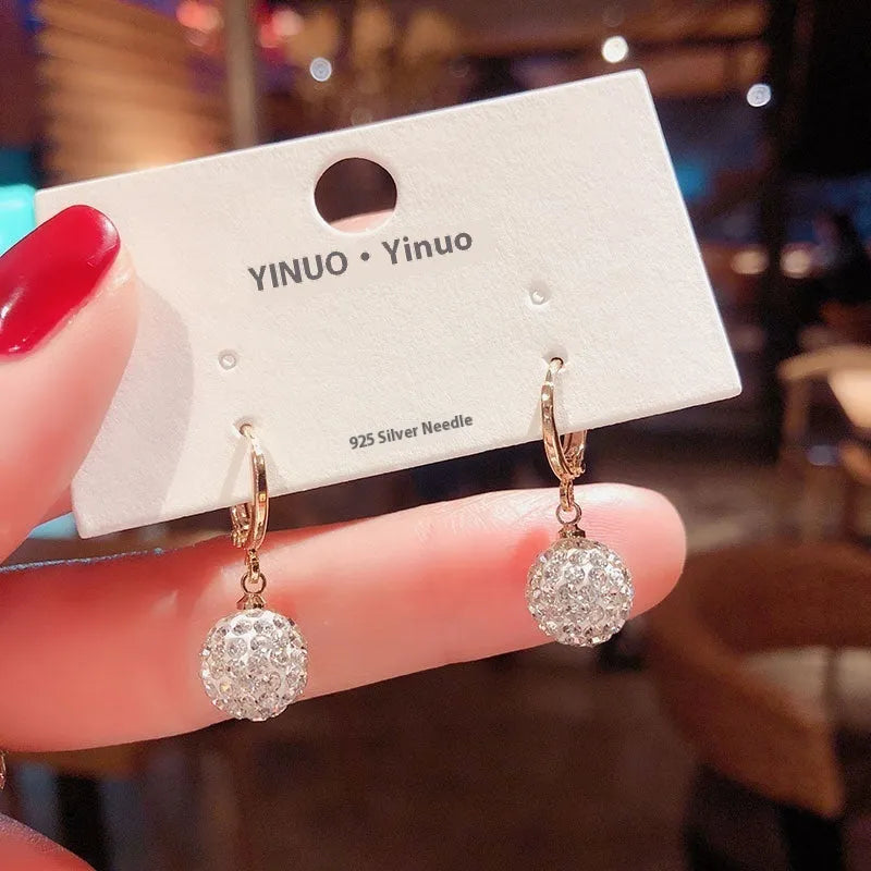 Geometric rose design zircon electroplated copper earrings for women in multiple colour variations