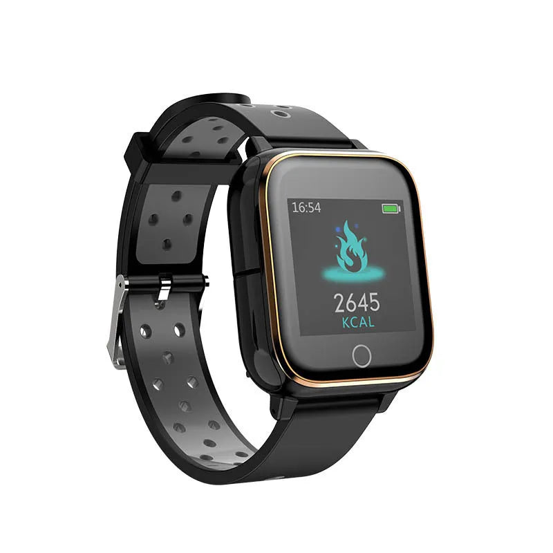 Smart watch with integrated Bluetooth earbuds showing 1.4-inch display with heart rate monitoring interface