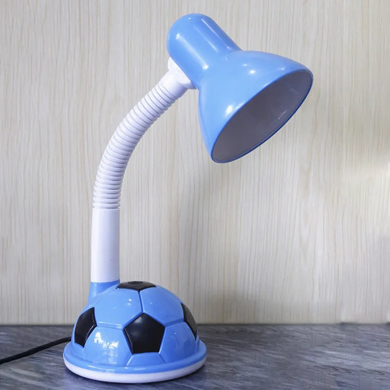 White ABS student desk lamp with flex neck and rectangular base on flat surface