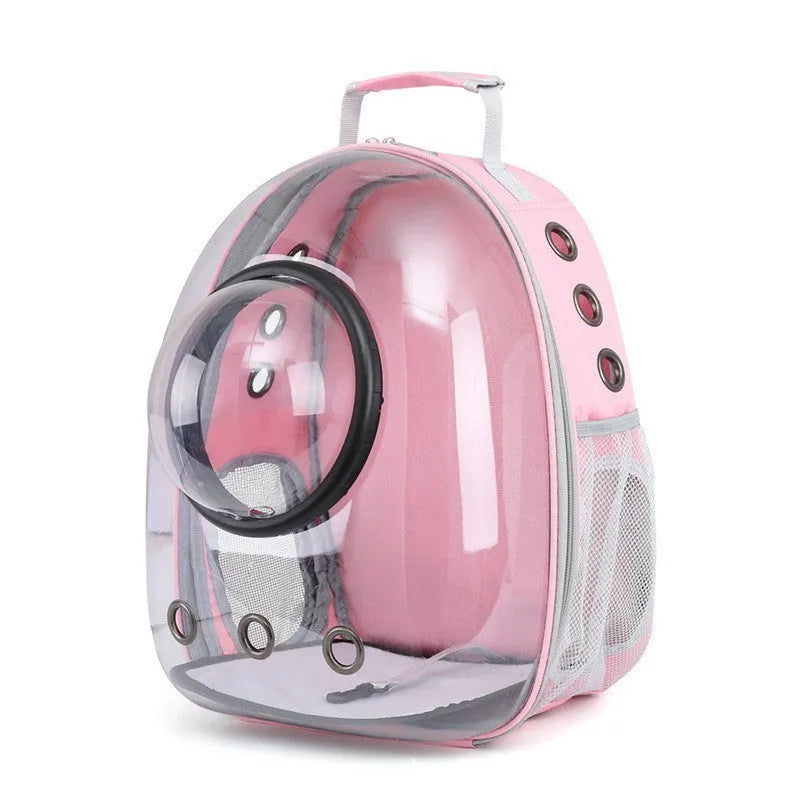 Grey PC astronaut-style cat carrier bag with side opening and large interior space.