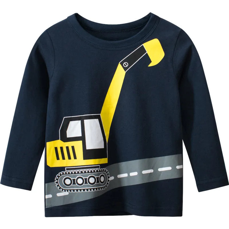 Blue long sleeve T-shirt baby clothes 100% cotton size 90-140cm