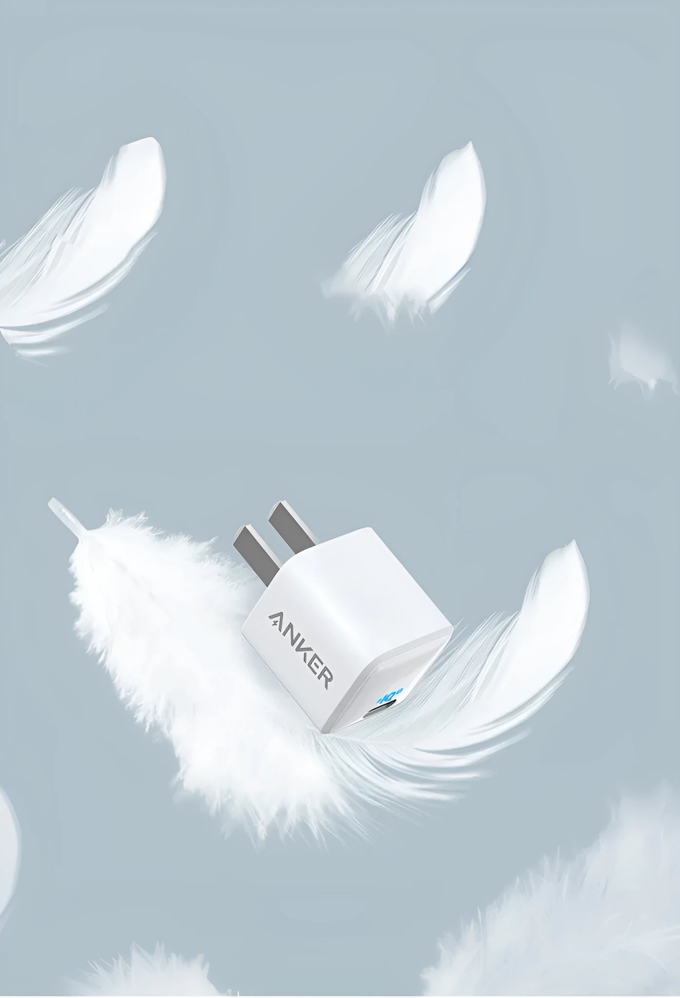White 18W USB travel charger for mobile phones with fast charge capability