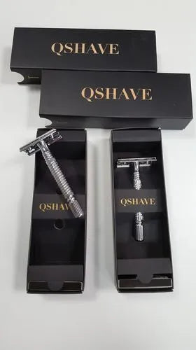 Chrome double-edged safety razor with blade and storage box set