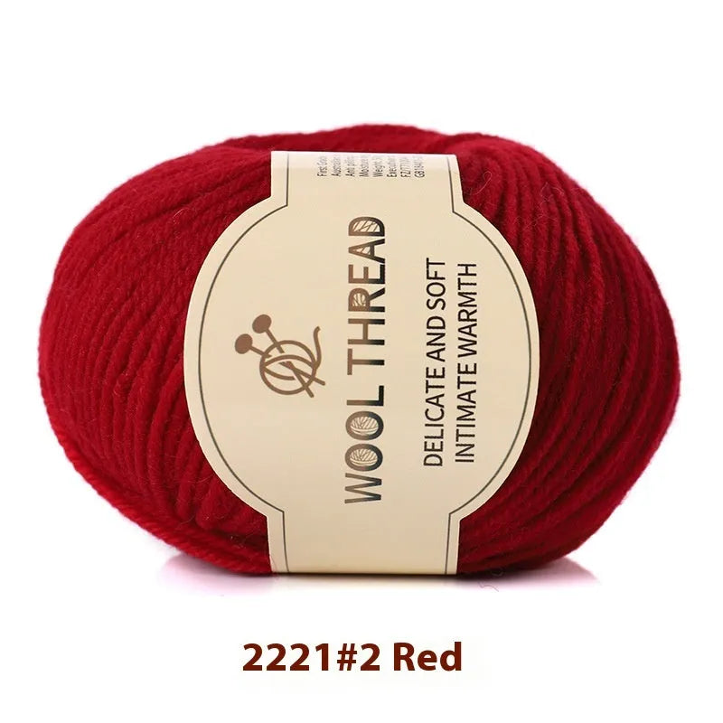 Roll of woolen knitting yarn thread for hand knitting with size 10 needles in various colour options