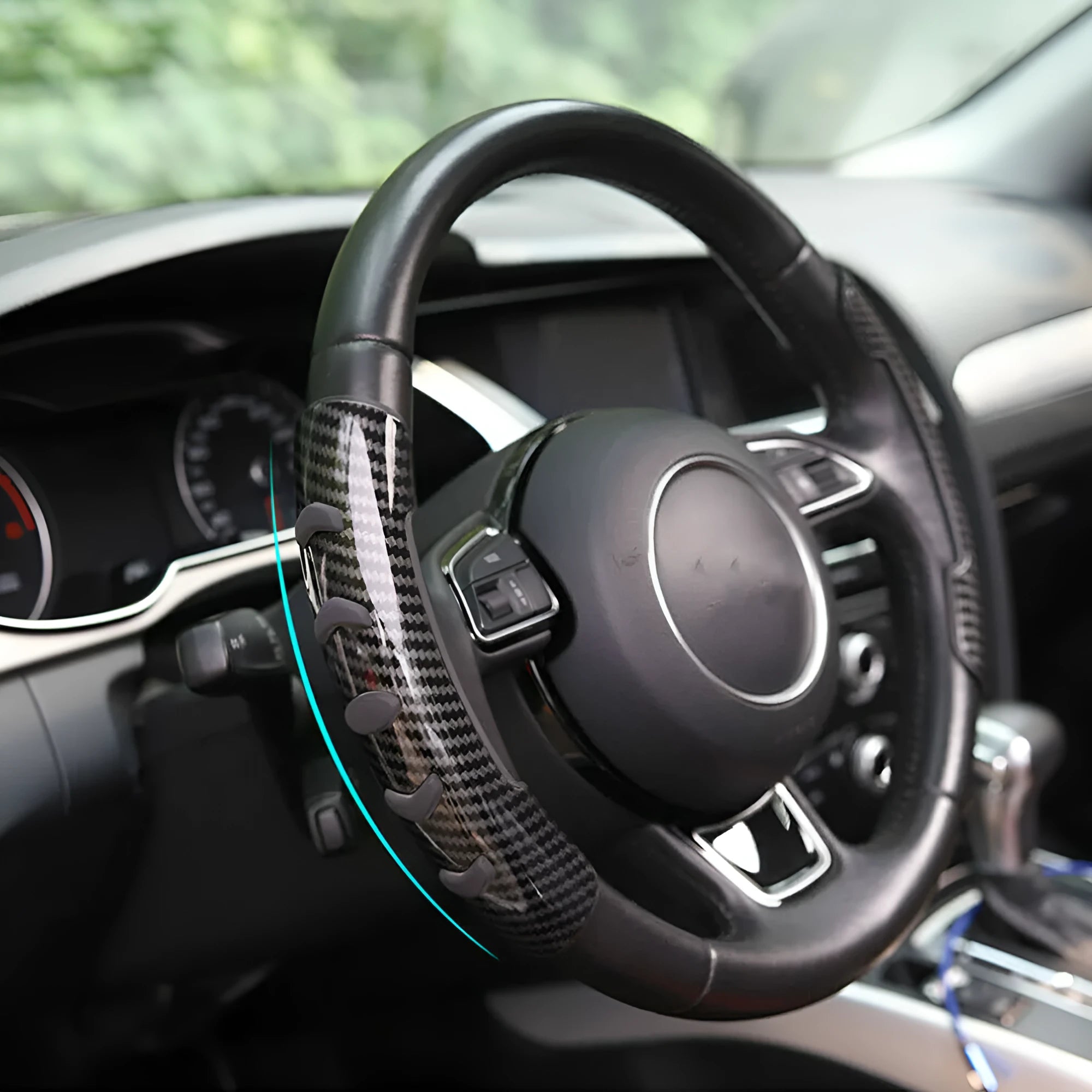 Carbon fibre black fibre anti-slip steering wheel sleeve for 38cm diameter wheels