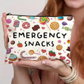 Polyester canvas cosmetics bag with a zipper closure, shown in one of five available colours.