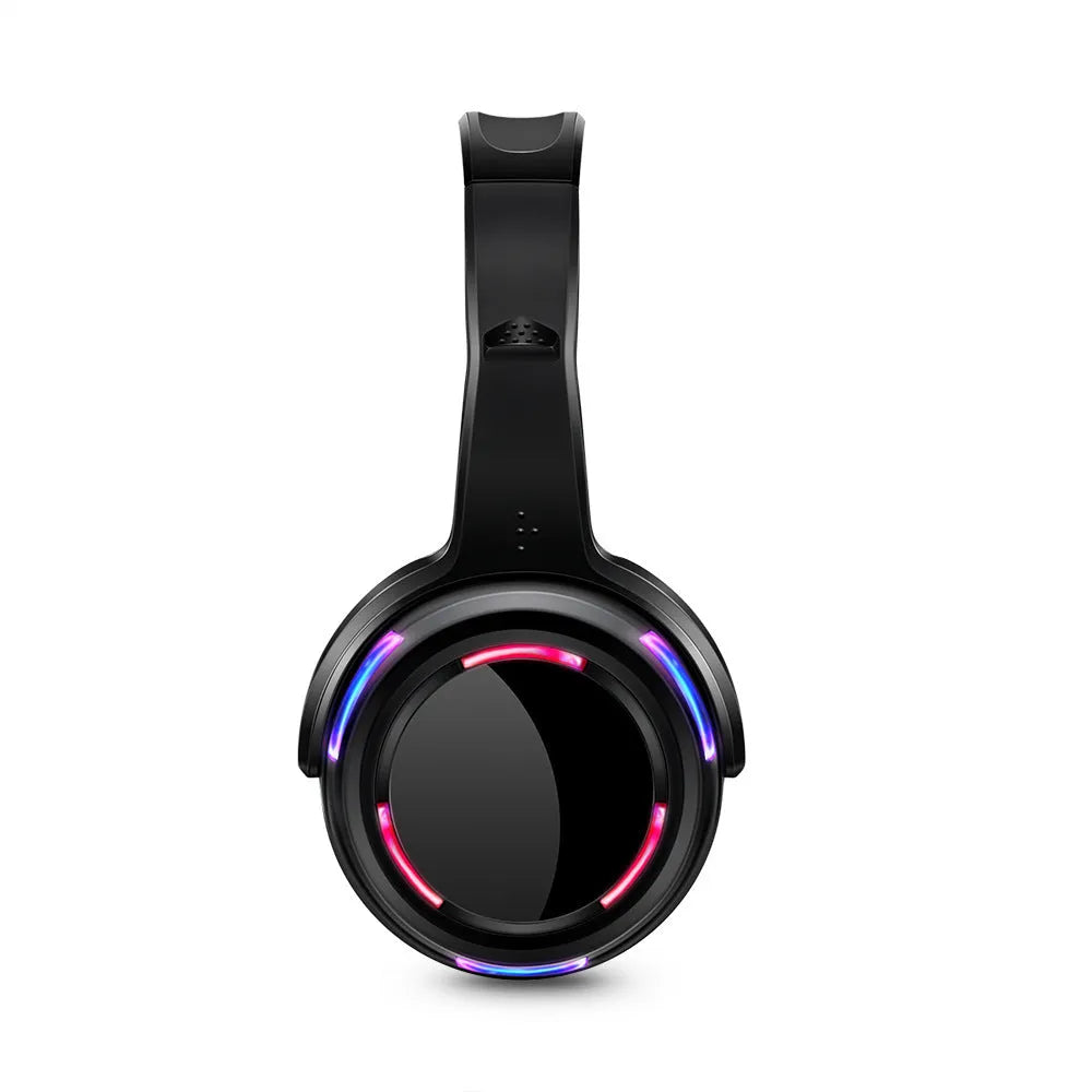 Black silent disco wireless headphones with 40mm speakers and 3 metre cable for silent party events