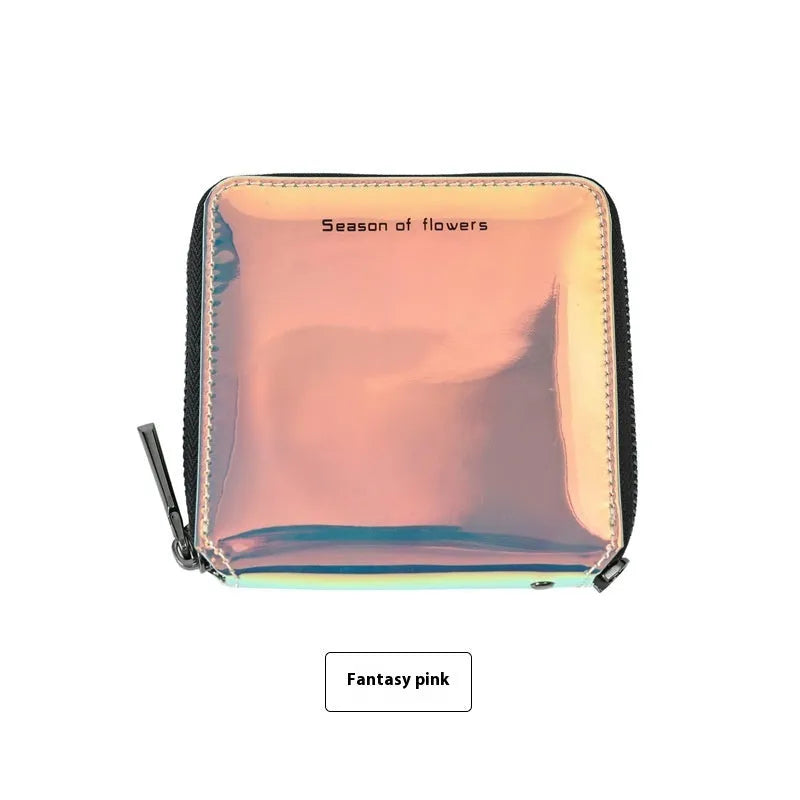Korean-style short folding women's wallet in three colours measuring 11cm