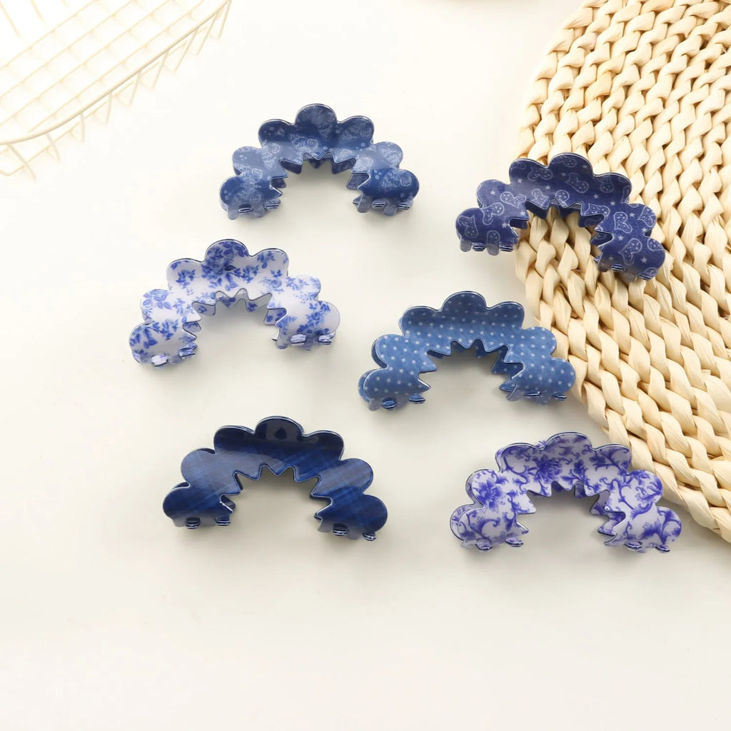 New Wave Grip Blue Series PVC barrette, asymmetric design for women, back head hair clip in natural style, multiple colour options