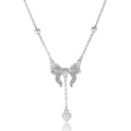 S925 silver butterfly heart necklace with bow detail on adjustable 40-45cm chain