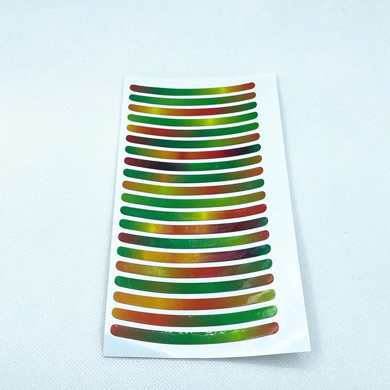 20 pieces of arc-shaped PVC reflective stickers for car wheel hubs in multiple colour options