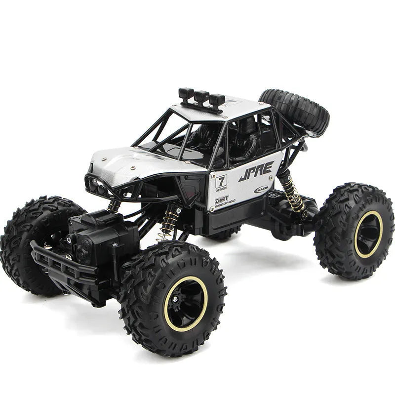 Black and silver 4WD remote control off-road climbing car with 2.4G wireless controller