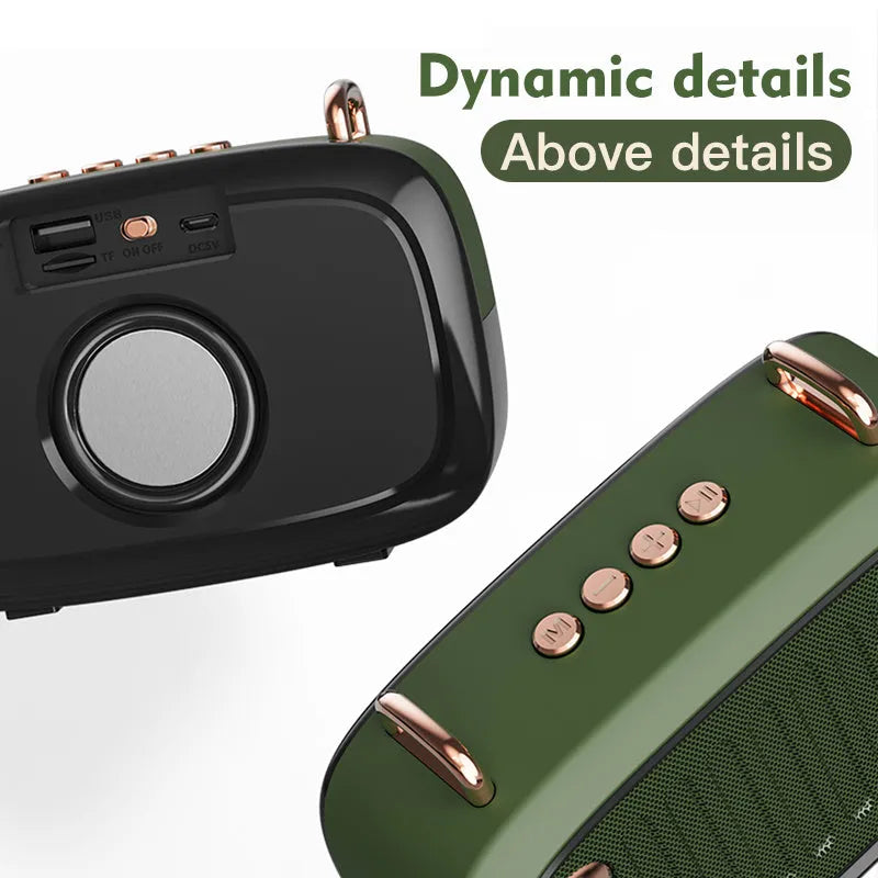 Small black portable Bluetooth speaker with USB port on a plastic and ABS cabinet.