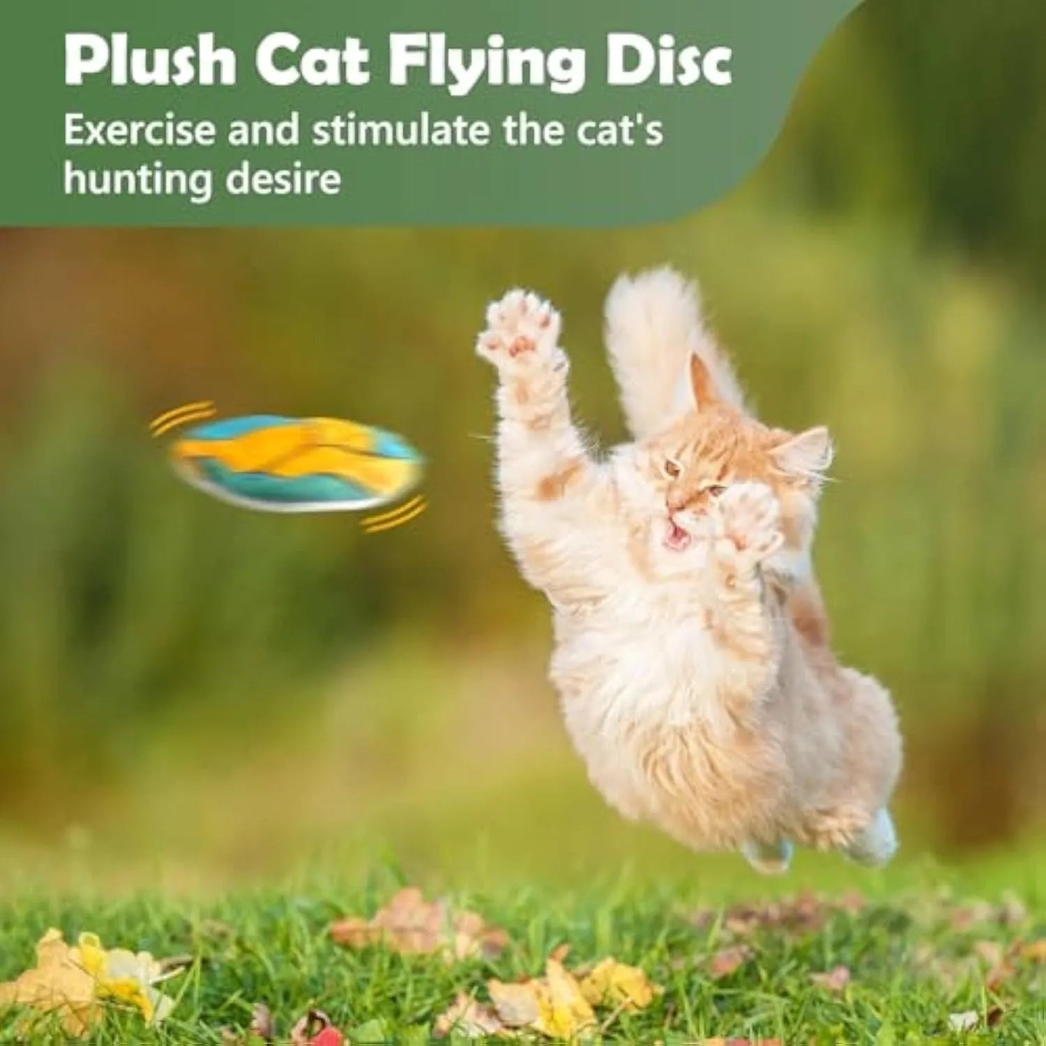 Plush cat toy disc with sports ball pattern containing catnip and crinkle sounds