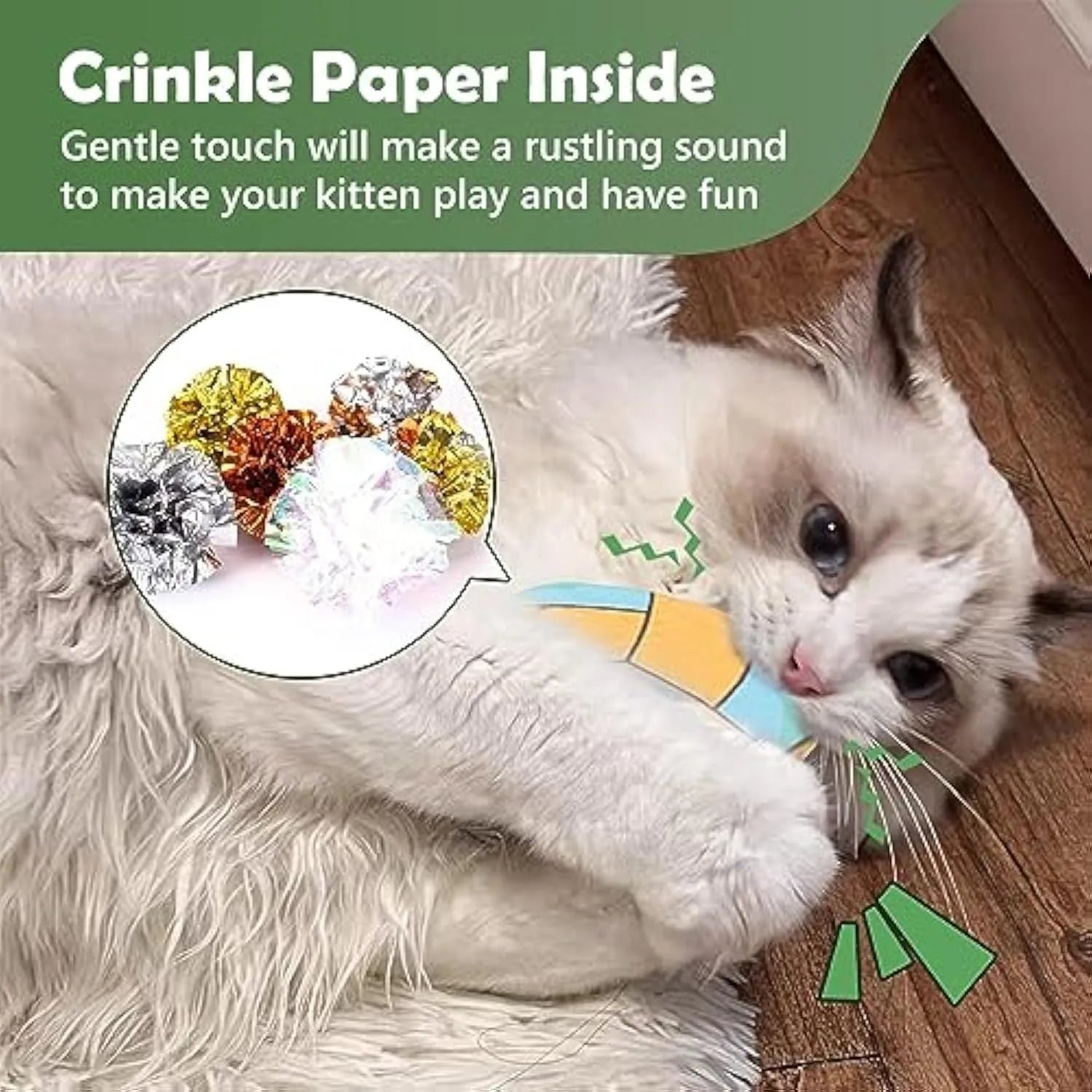 Plush cat toy disc with sports ball pattern containing catnip and crinkle sounds
