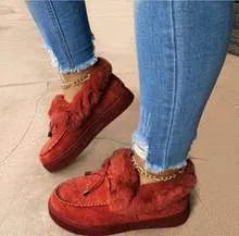 Women's warm cotton casual shoes with velvet lining and rubber non-slip sole