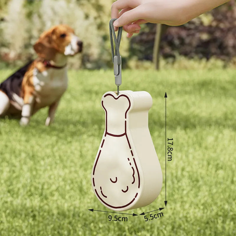 Orange and white portable pet water feeder with water bottle and food container for outdoor use