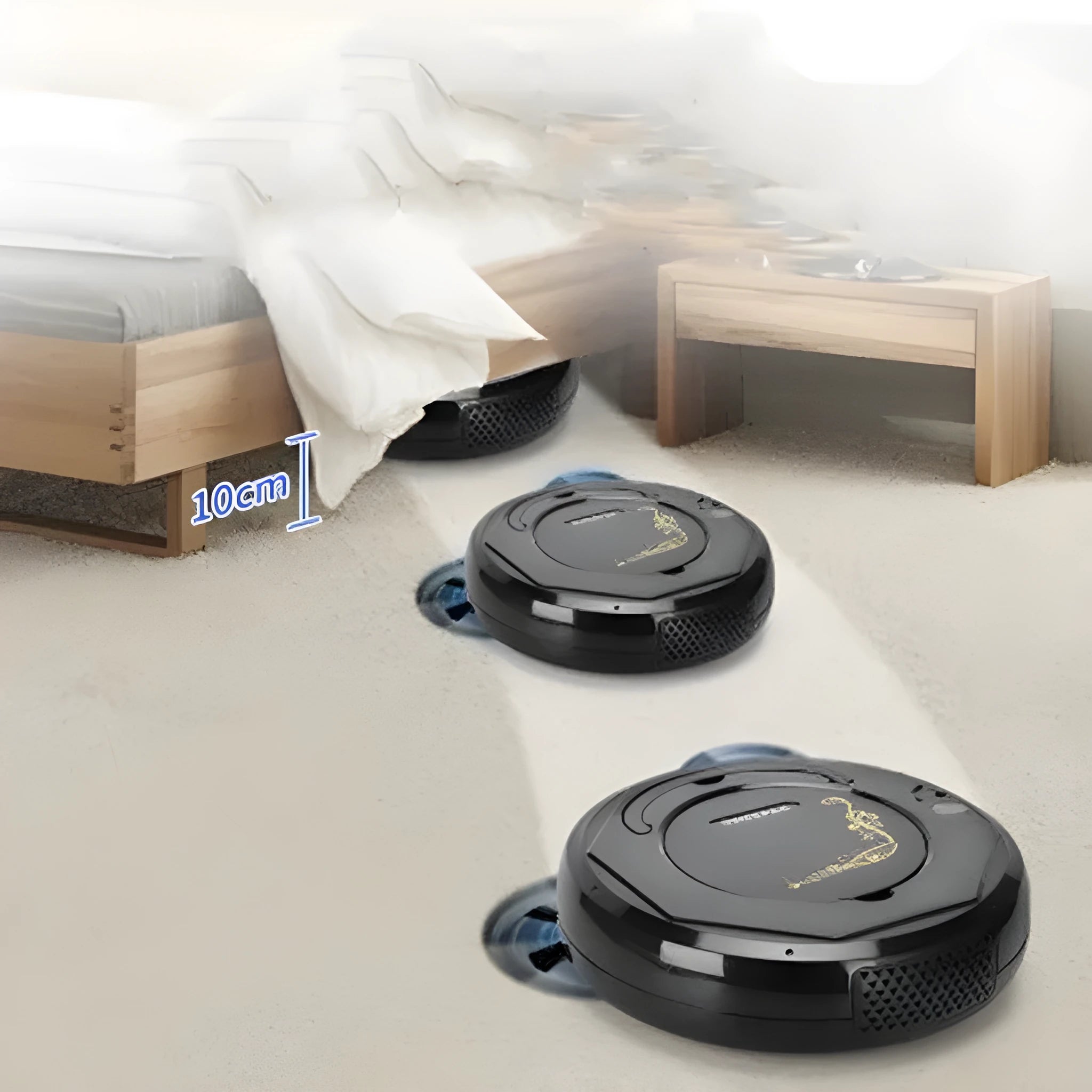 Smart floor sweeping robot vacuum cleaner in blue, black, or white colour options