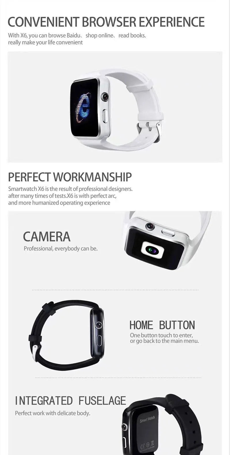 Black smart watch with 1.54 inch touchscreen and silicone strap on a wrist.