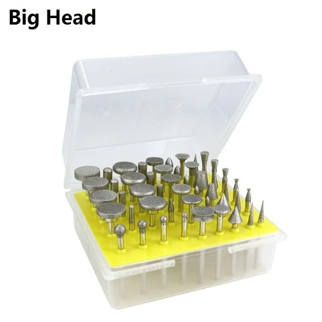 Alloy elliptical cone grinding head set with 3mm shank for glass, jade, and stone carving