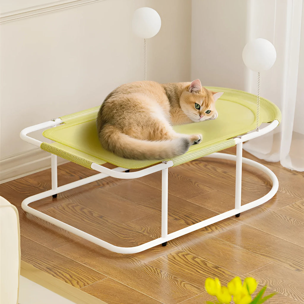 Large grey fabric cat kennel with bracket construction showing breathable design