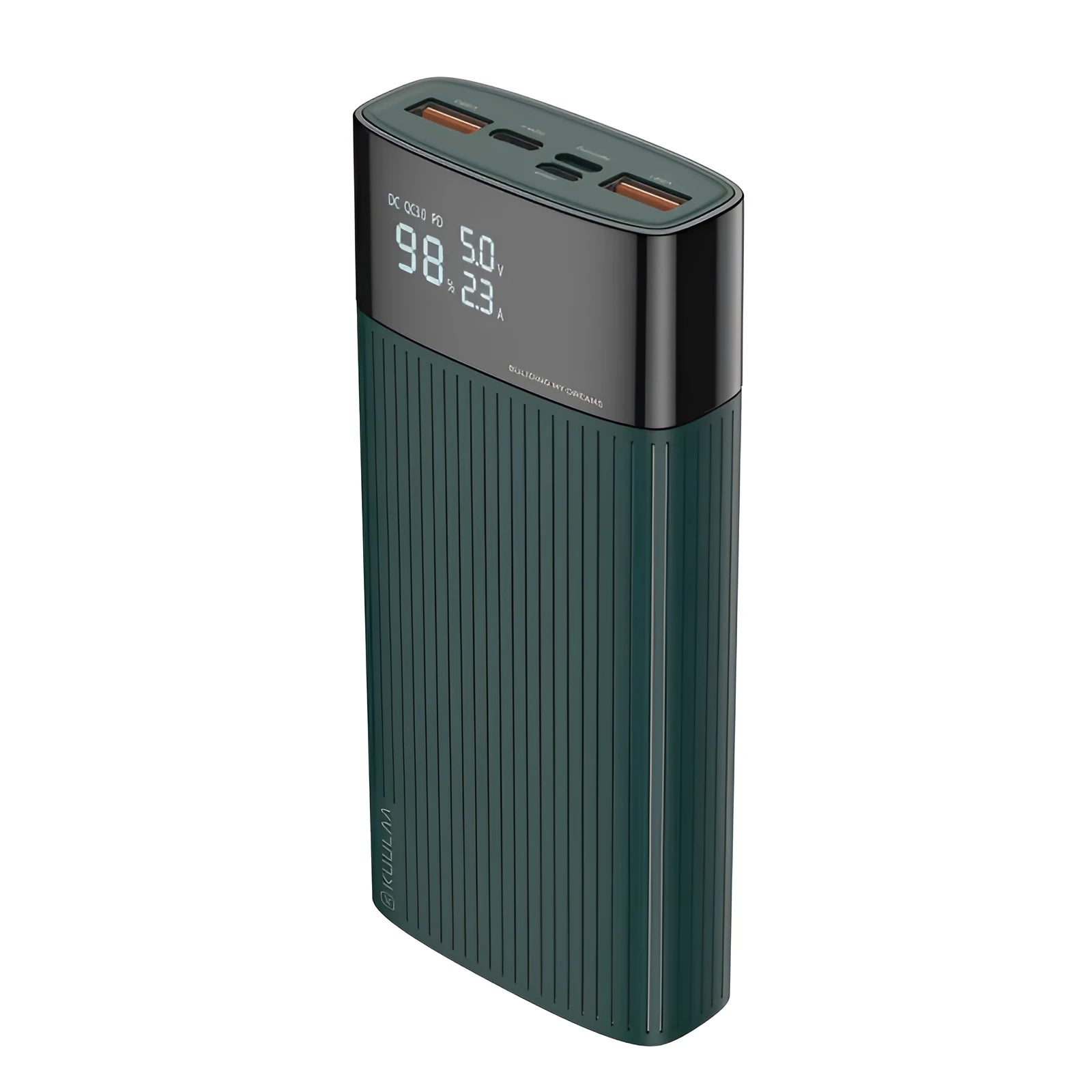 20000mAh two-way fast charge power bank with QC 3.0 and USB PD ports in black