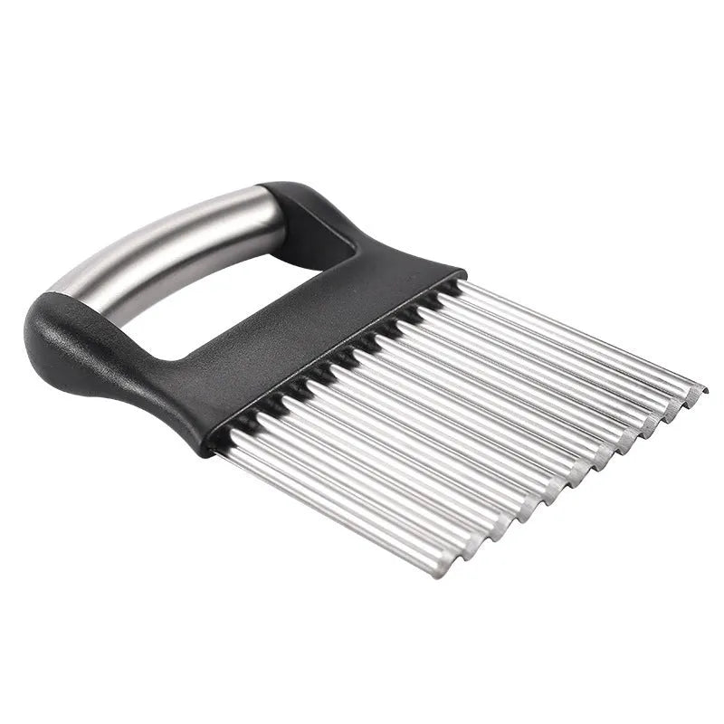 14cm by 9cm stainless steel potato wave knife with alloy handle in black or white