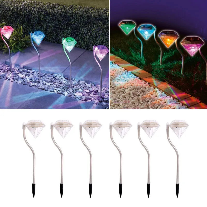 Solar powered garden diamond light with adjustable angle and poly-silicon solar panel