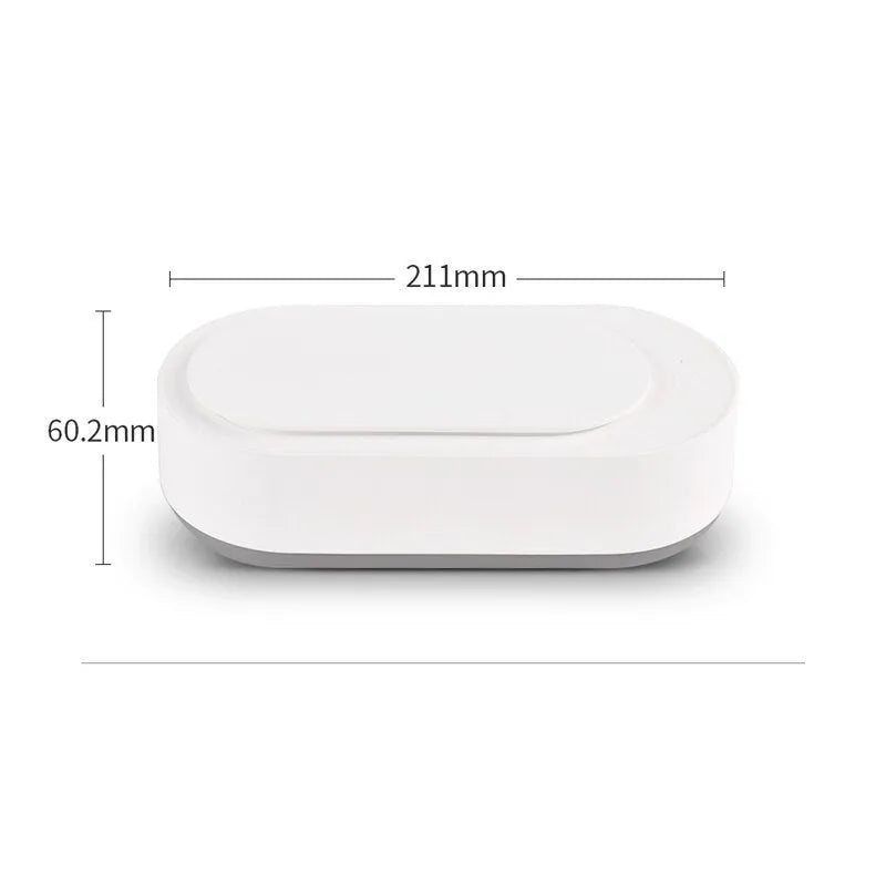 White portable ultrasonic cleaner with stainless steel tank for jewellery glasses watch cleaning