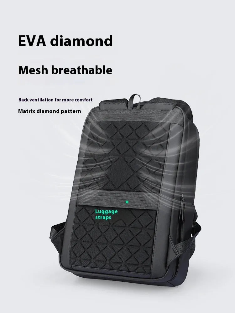 Graphite grey Oxford cloth USB charging business backpack with sewn thread detailing