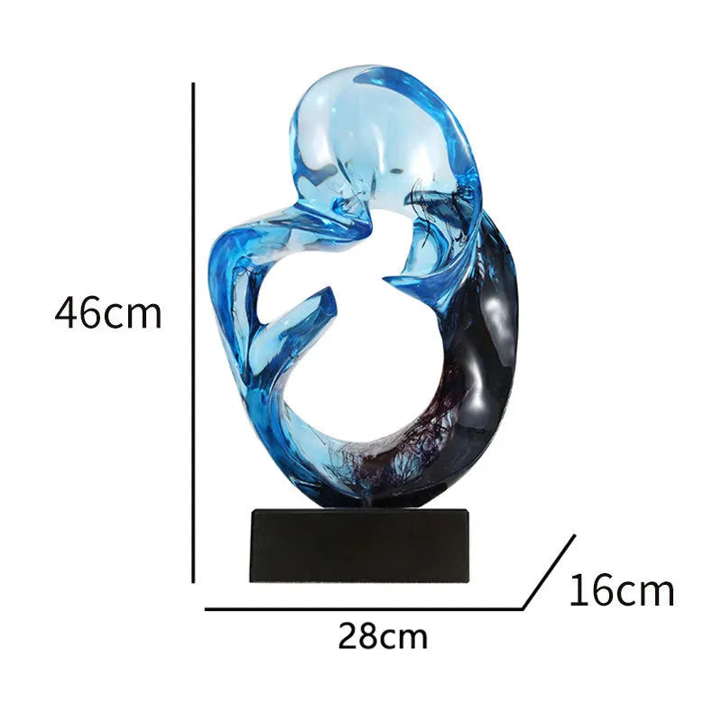 Transparent resin craft ornament in modern style, shown in blue and orange red colour options.