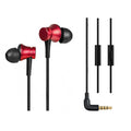 Piston wired in-ear headphones with 3.5mm connector in black, blue, or red colours