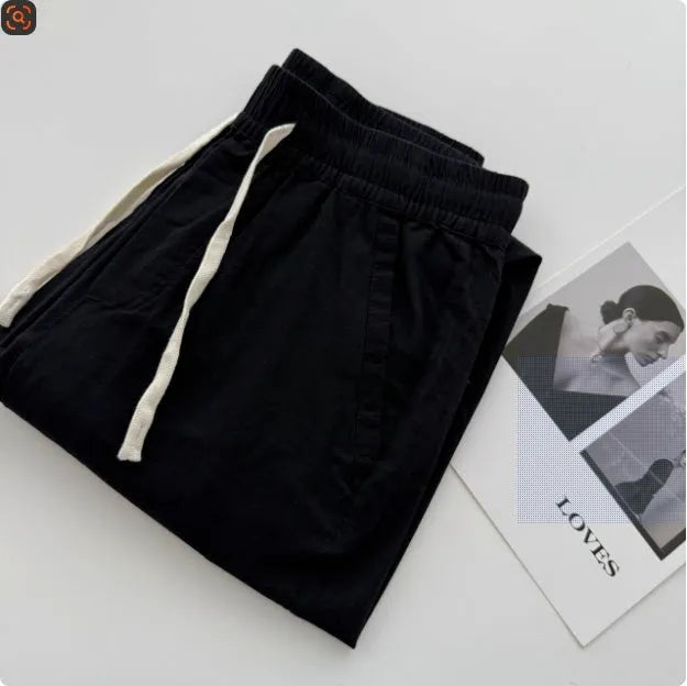 Men's loose fit straight-leg casual pants with drawstring waist in various colours