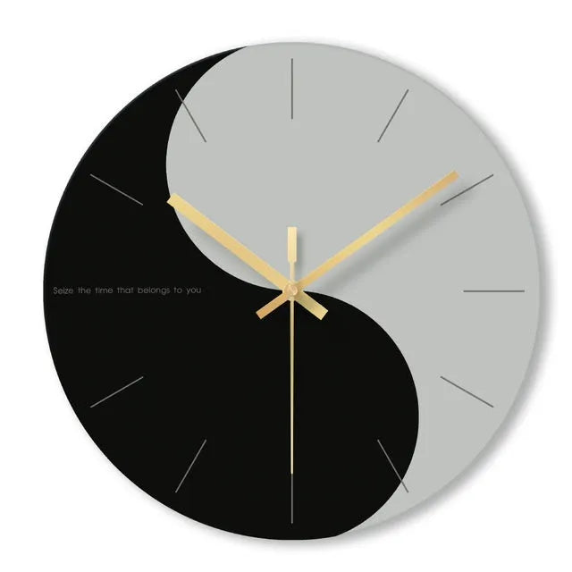 Minimalist transparent tempered glass wall clock, 29.5cm diameter, with silent movement on a white wall.