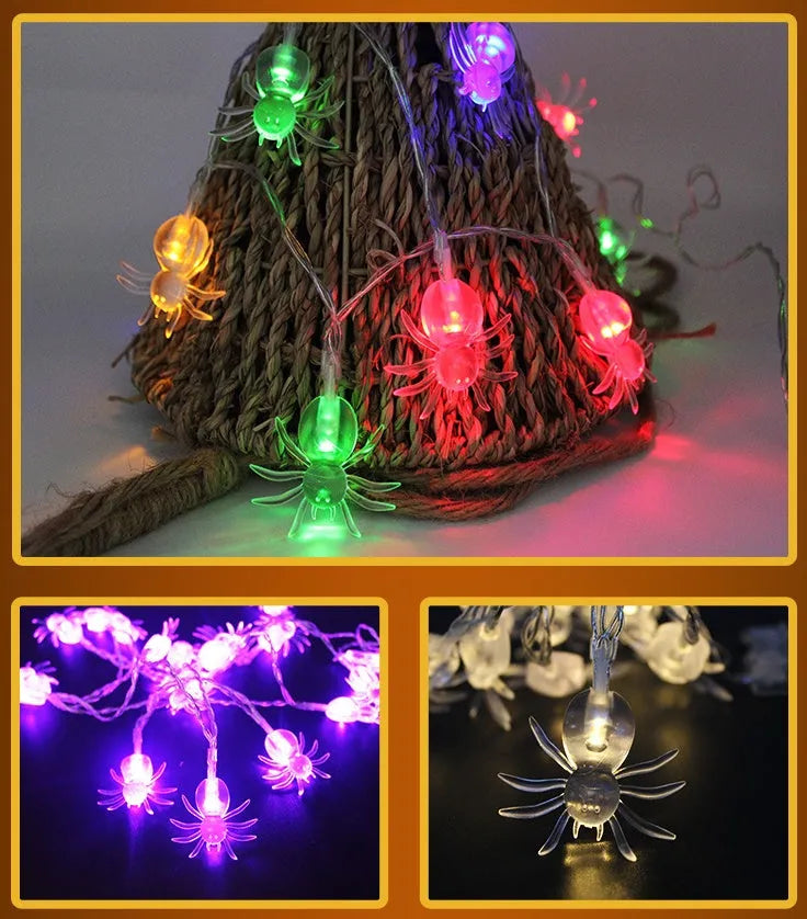 Halloween LED string lights with pumpkin, bat, and ghost decorations on a 1.2 metre battery-powered garland
