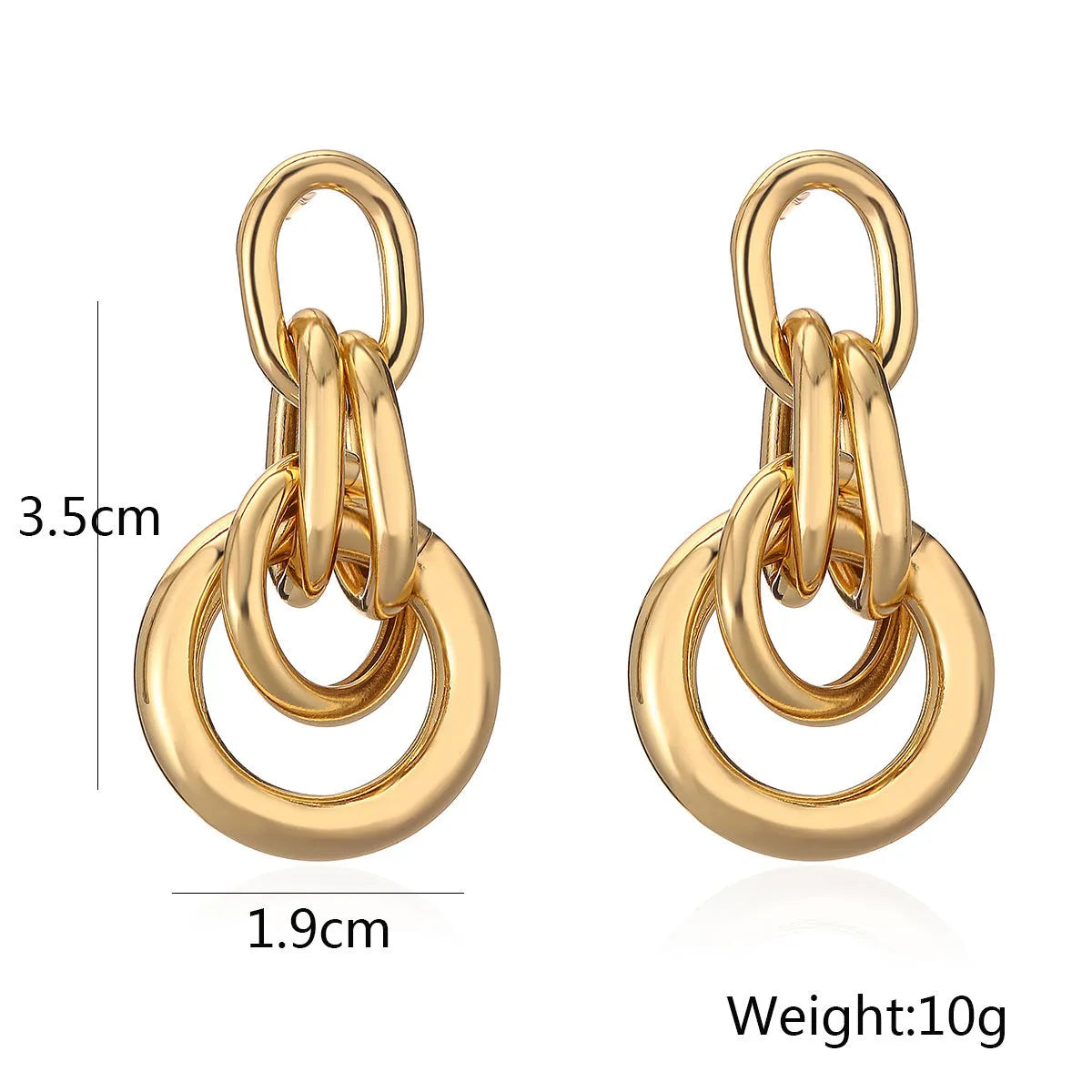 Geometric gold irregular earrings with asymmetrical copper alloy design for women