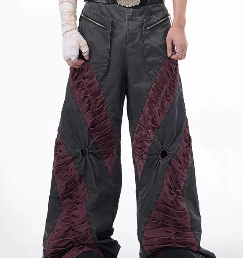 Retro three-dimensional keel casual sports pants in solid colour rayon viscose fabric