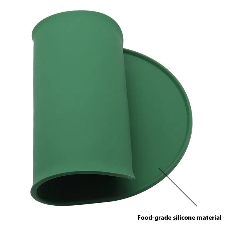 Silicone waterproof placemat for cat food and water bowls in beige colour.