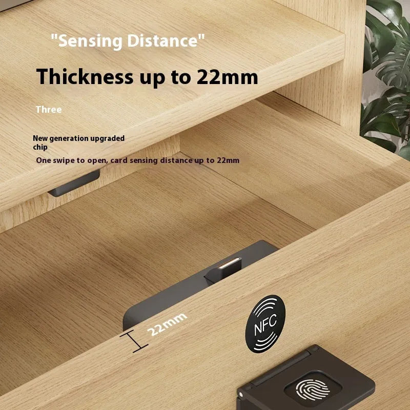F079 invisible drawer and wardrobe lock with removable card key, no drill installation.