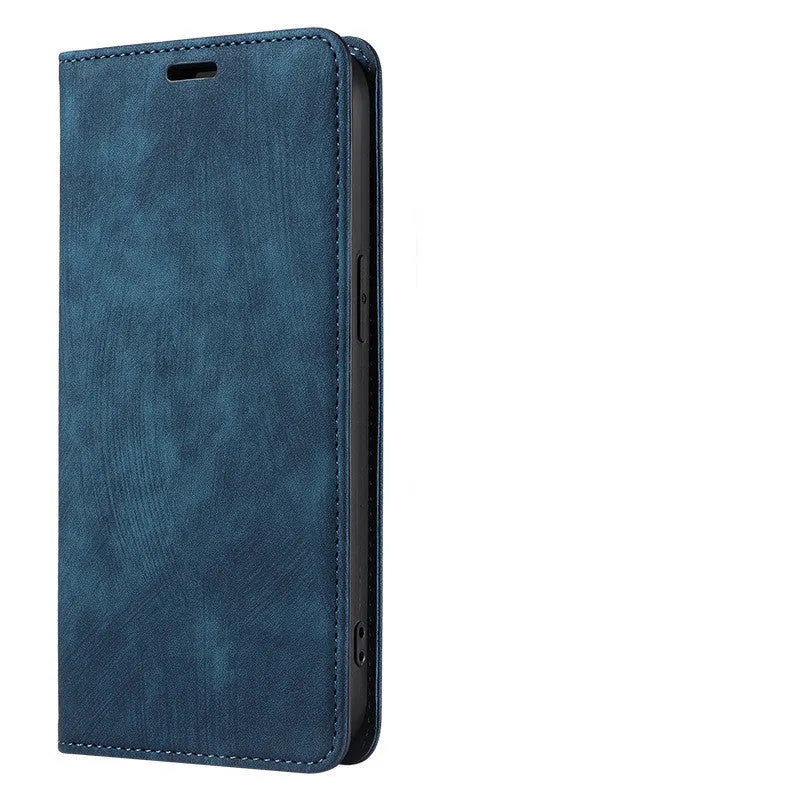 Magnetic flip leather phone case for iPhone in multiple colours showing front flap closed