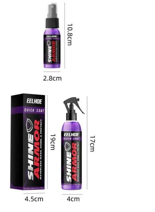 Purple car coating spray bottle with microplated crystal formulation for automotive protection