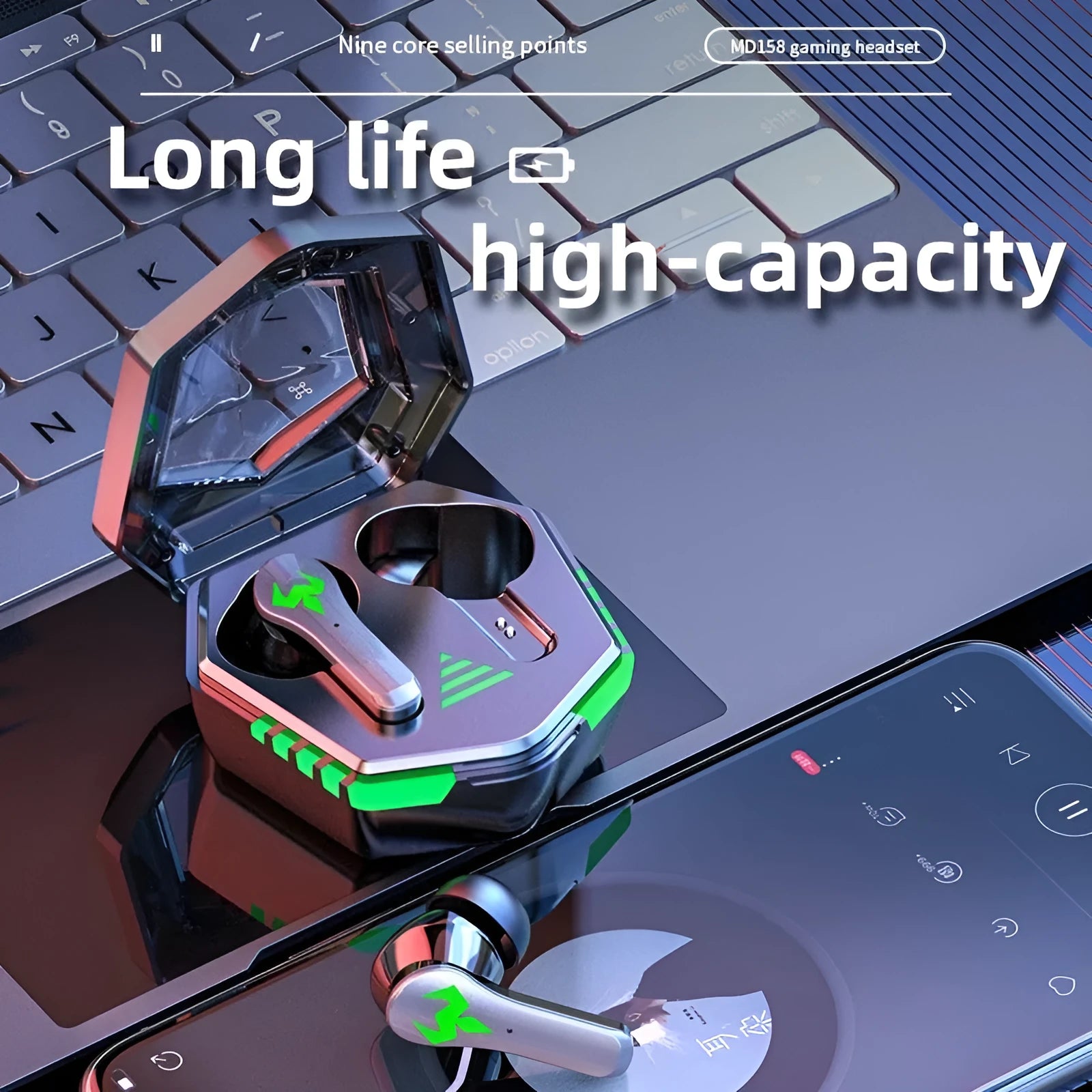 Wireless Bluetooth earphone in-ear sports stereo headset with Jerry chip and 10m range